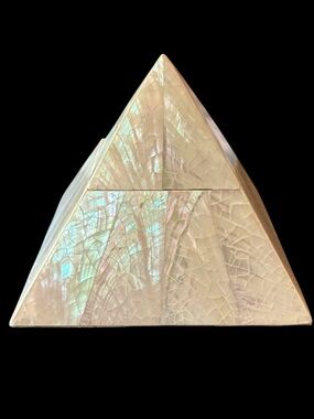 Mystic Iridescent Cream Pyramid Sculpture